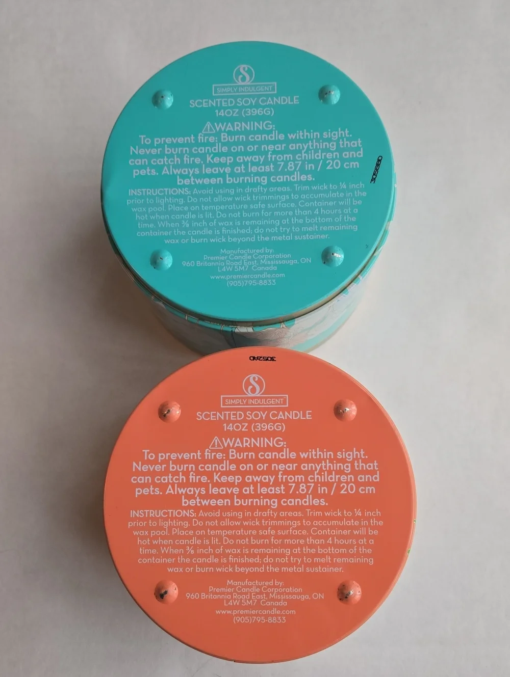 2 Simply Indulgent Soy Scented Candles Floral Tins Peach Blossom Water Lily 14OZ